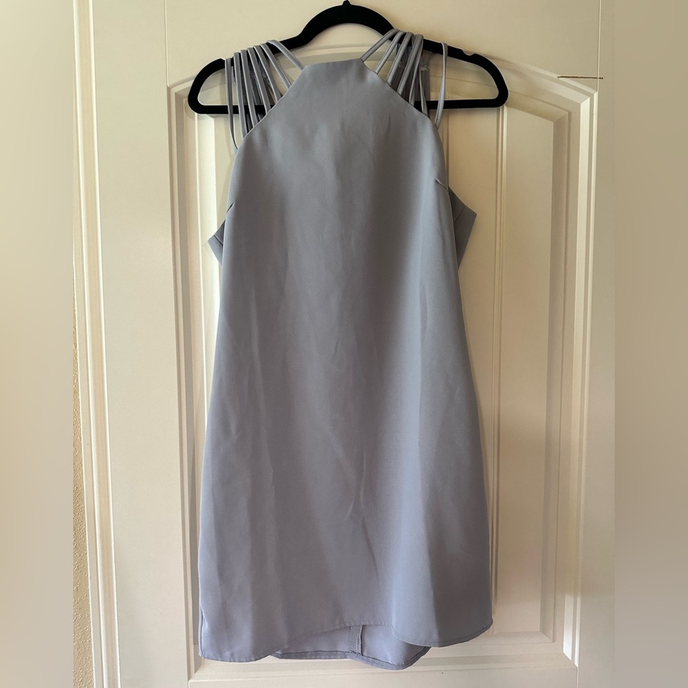 Elegant Gray/Blue Sleeveless Dress